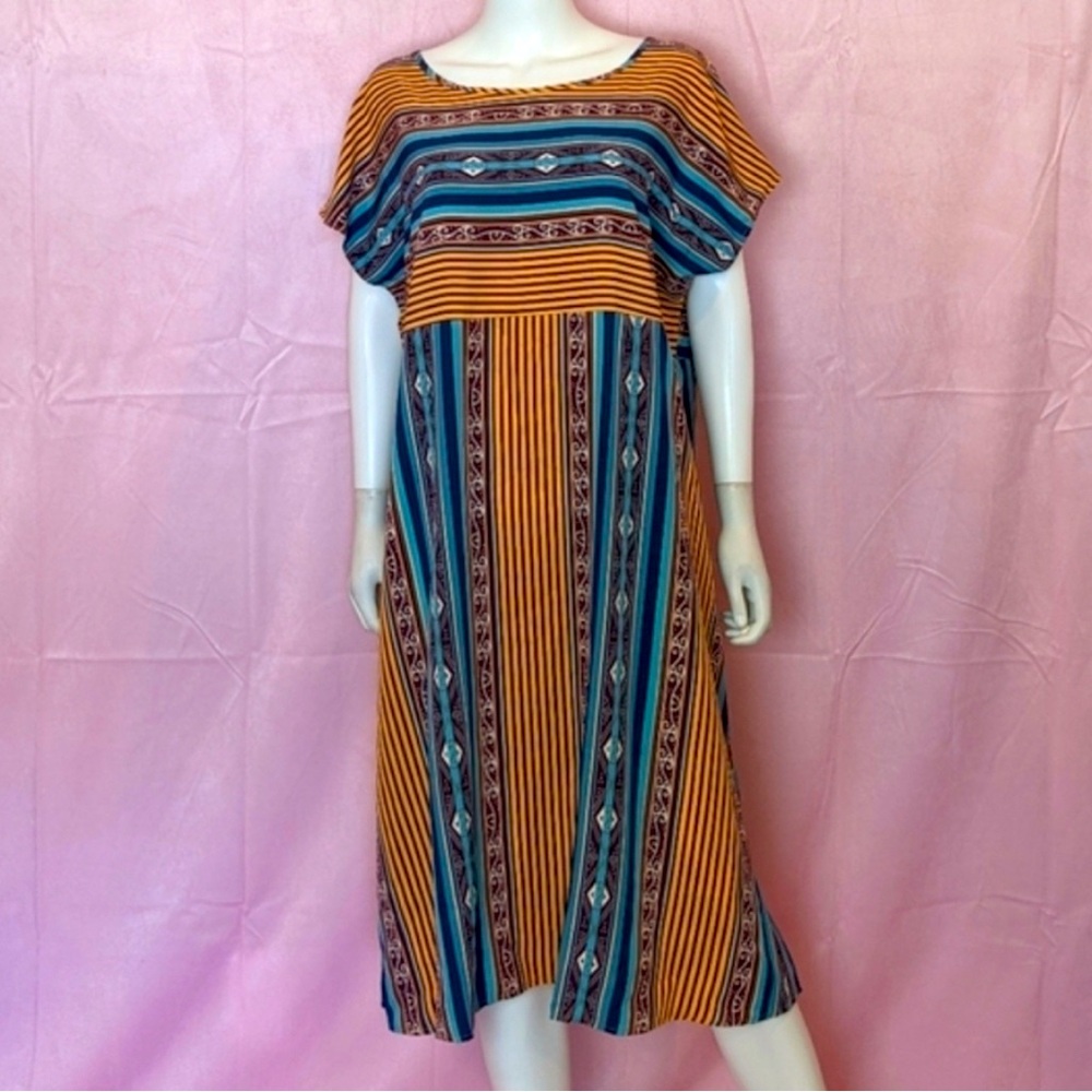 Emery Rose Striped Mixed Print Short Sleeve Midi Dress size 1X